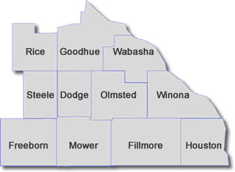 image of all the counties in Minnesota SEMAAA serves